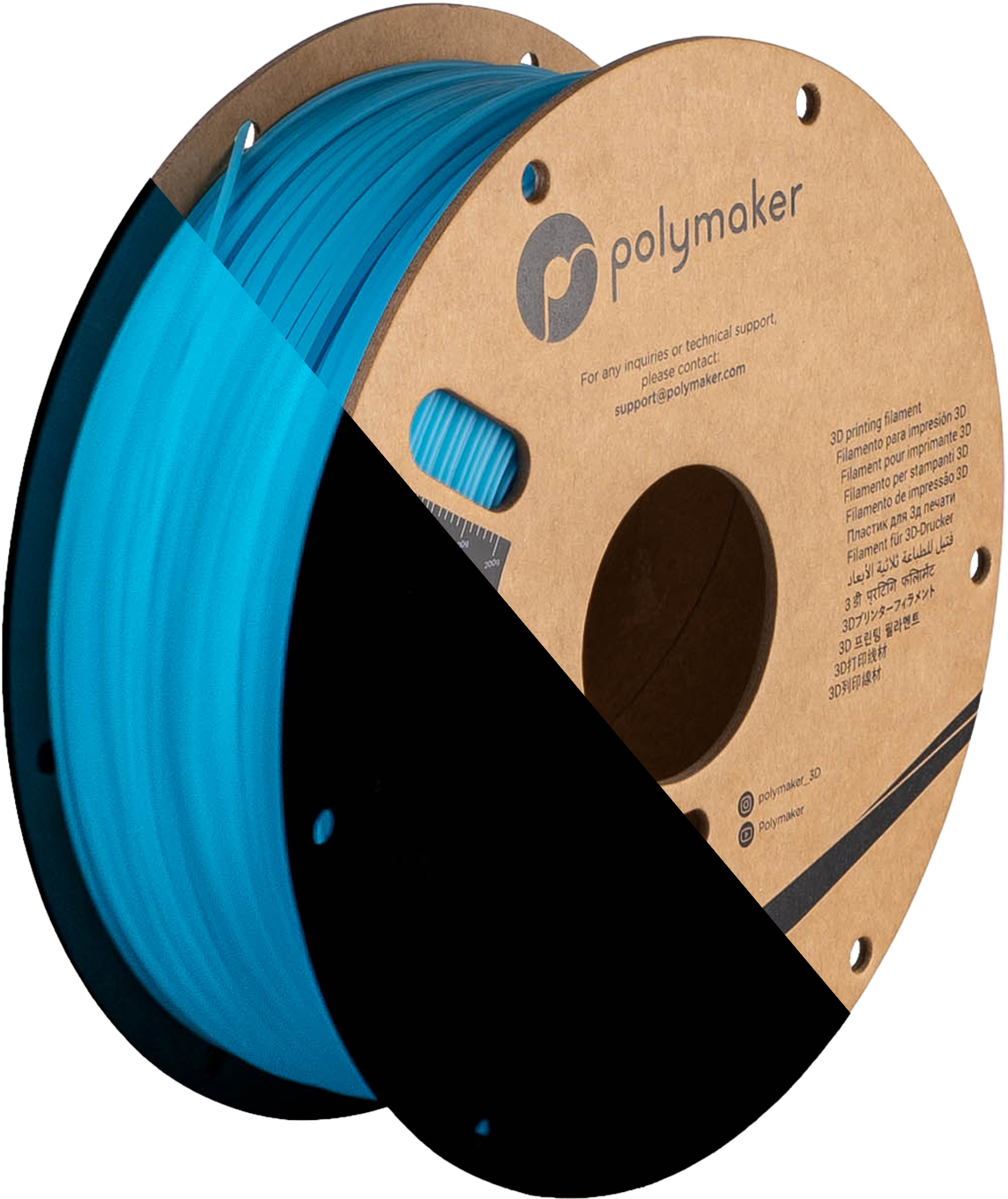 Cívka filamentu PLA svítící modrá, Polymaker, 1,75 mm