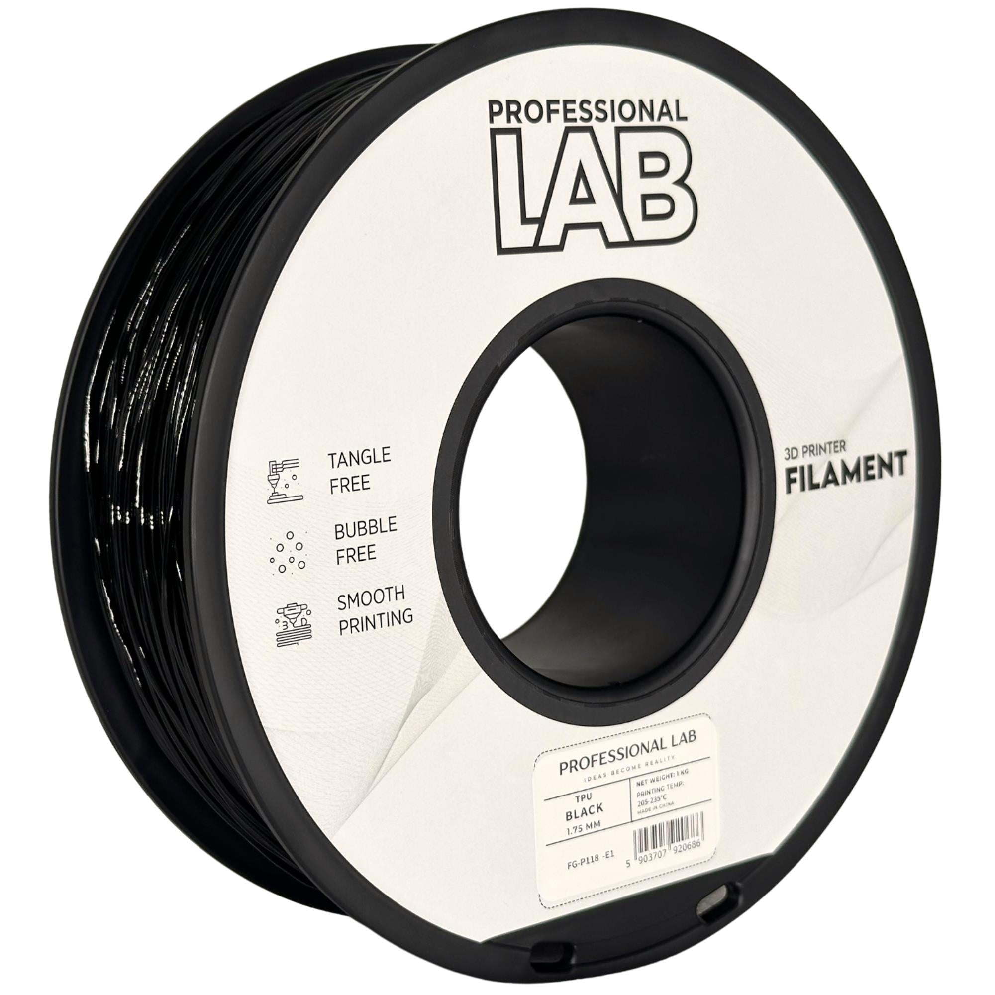 Cívka filamentu TPU černá, Prof. Lab, 1,75 mm