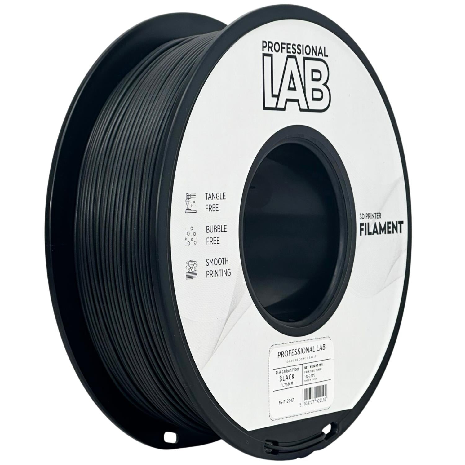 Cívka filamentu PLA-CF černá, Prof. Lab, 1,75 mm