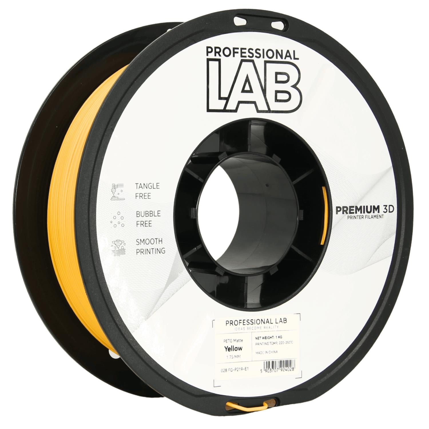 Cívka filamentu PETG matná žlutá, Prof. Lab, 1,75 mm