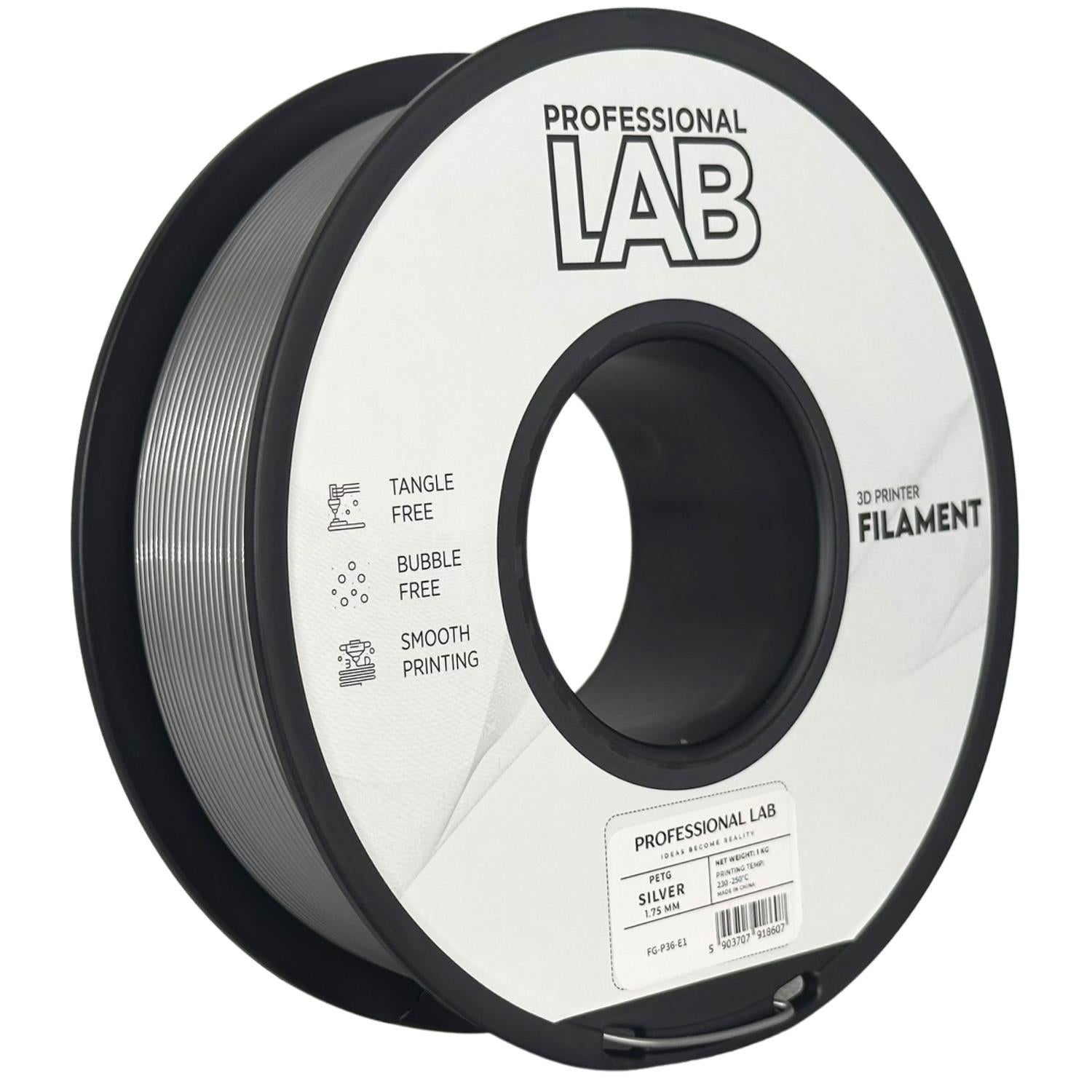 Cívka filamentu PETG stříbrná, Prof. Lab, 1,75 mm