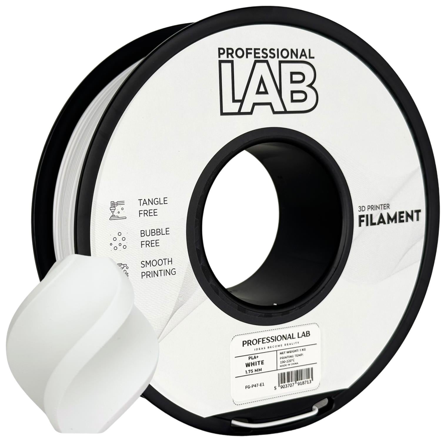 Cívka filamentu PLA+ bílá, Prof. Lab, 1,75 mm