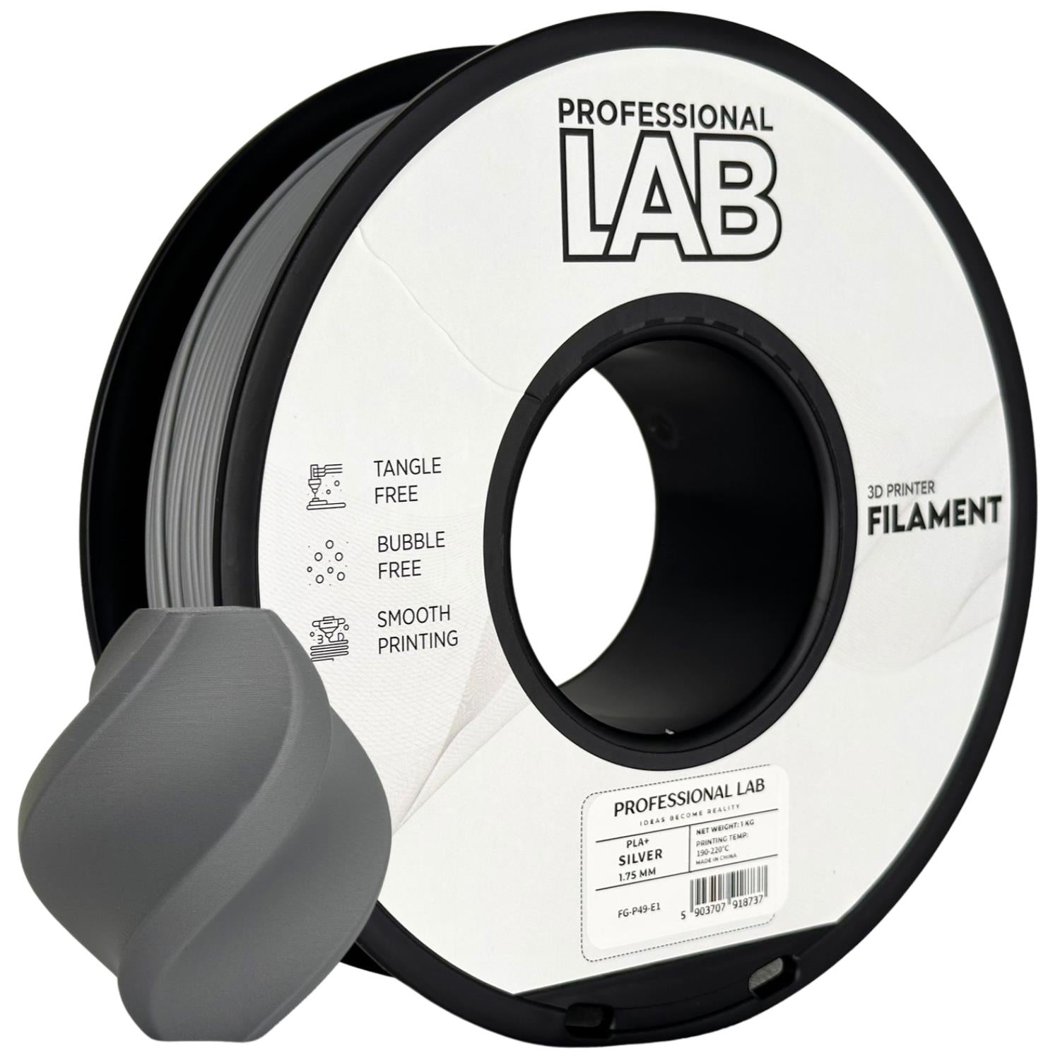 Cívka filamentu PLA+ stříbrná, Prof. Lab, 1,75 mm