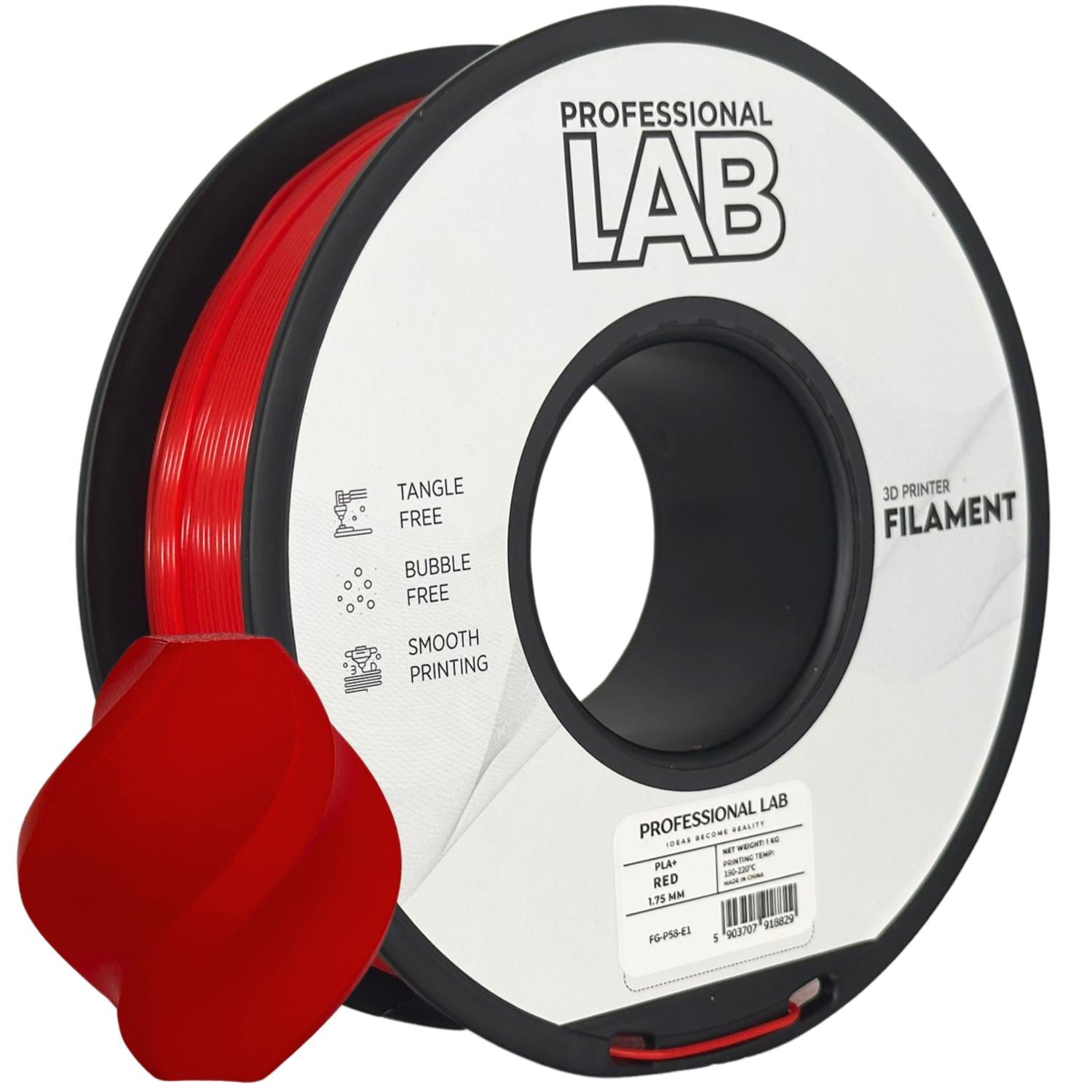 Cívka filamentu PLA+ červená, Prof. Lab, 1,75 mm