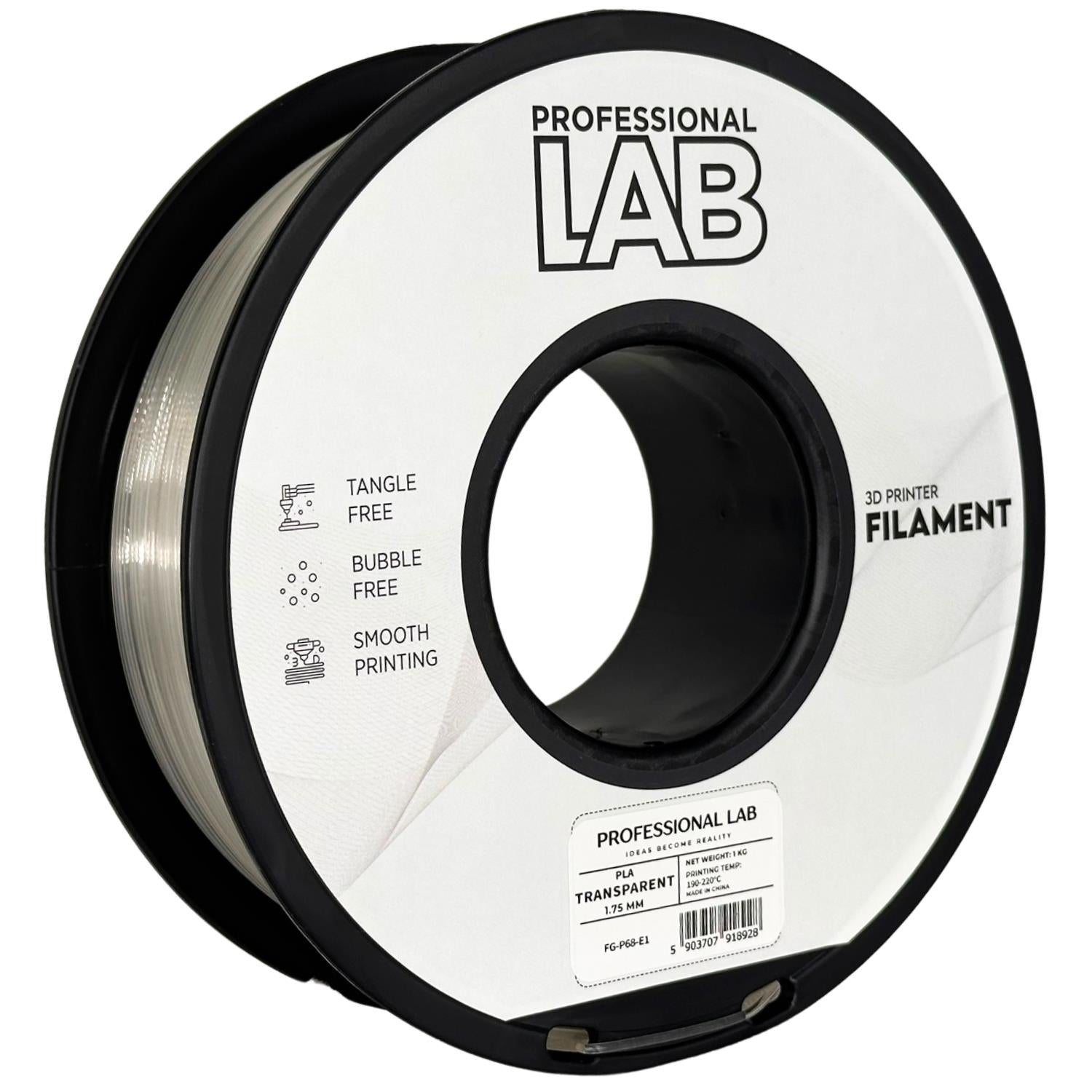 Cívka filamentu PLA průhledná, Prof. Lab, 1,75 mm