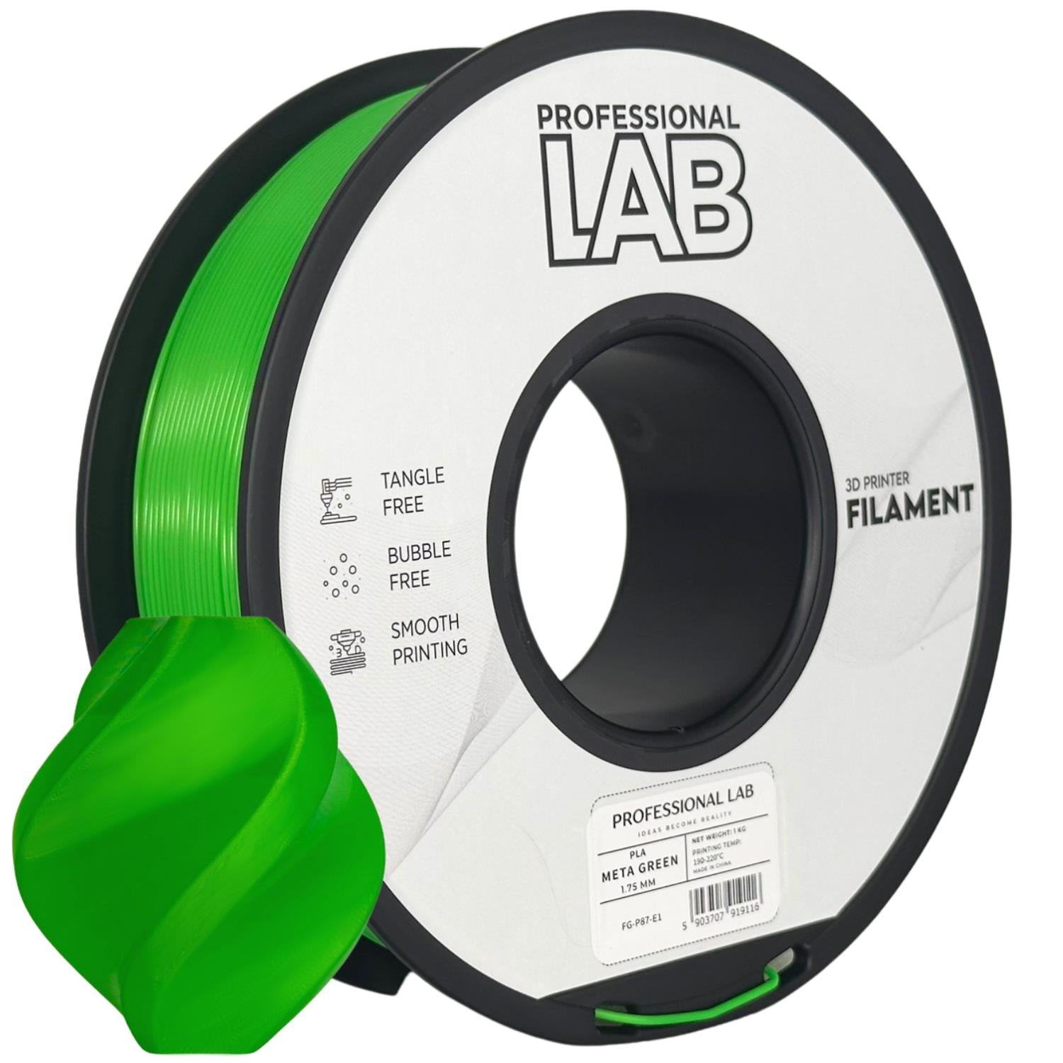 Cívka filamentu PLA META zelená, Prof. Lab, 1,75 mm