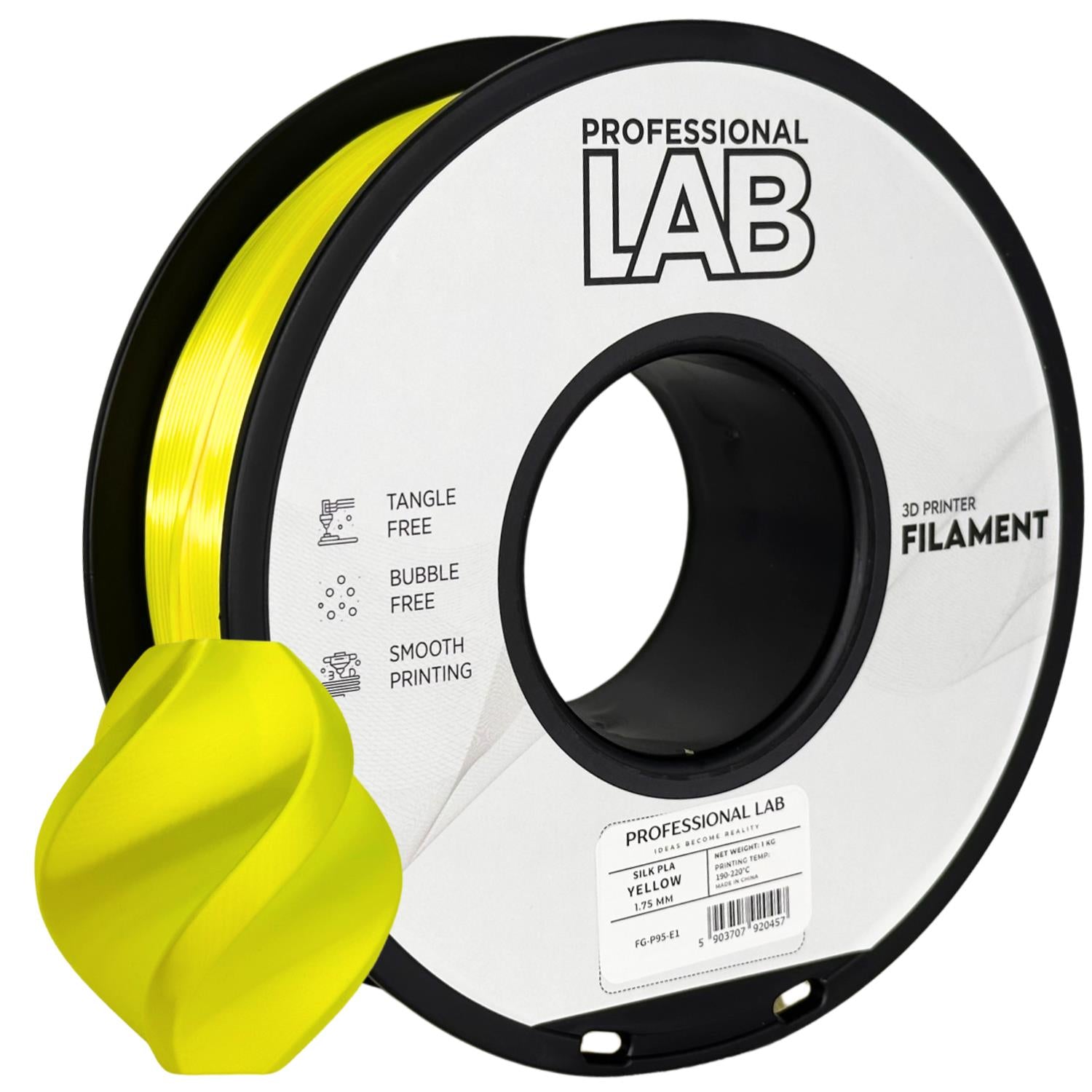 Cívka filamentu Silk PLA žlutá, Prof. Lab, 1,75 mm
