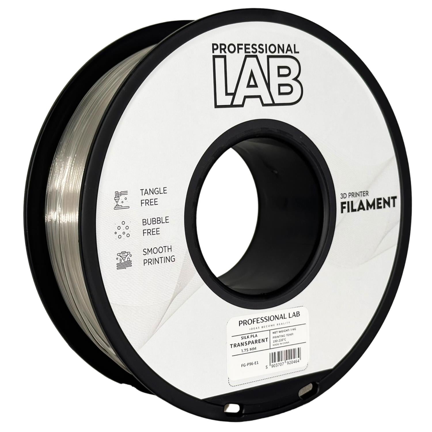 Cívka filamentu Silk PLA průhledná, Prof. Lab, 1,75 mm
