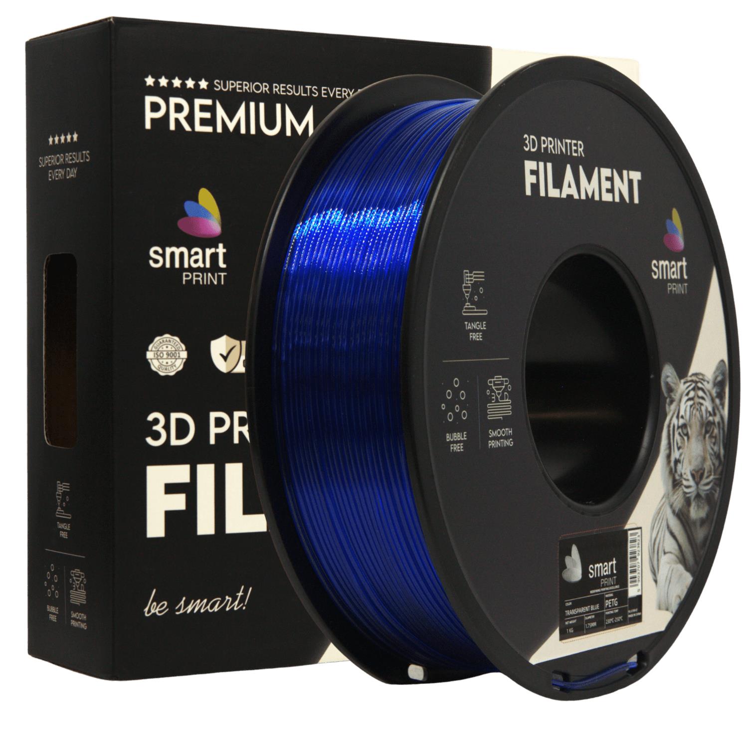 Cívka filamentu PETG průhledná modrá, Smart Print, 1,75 mm