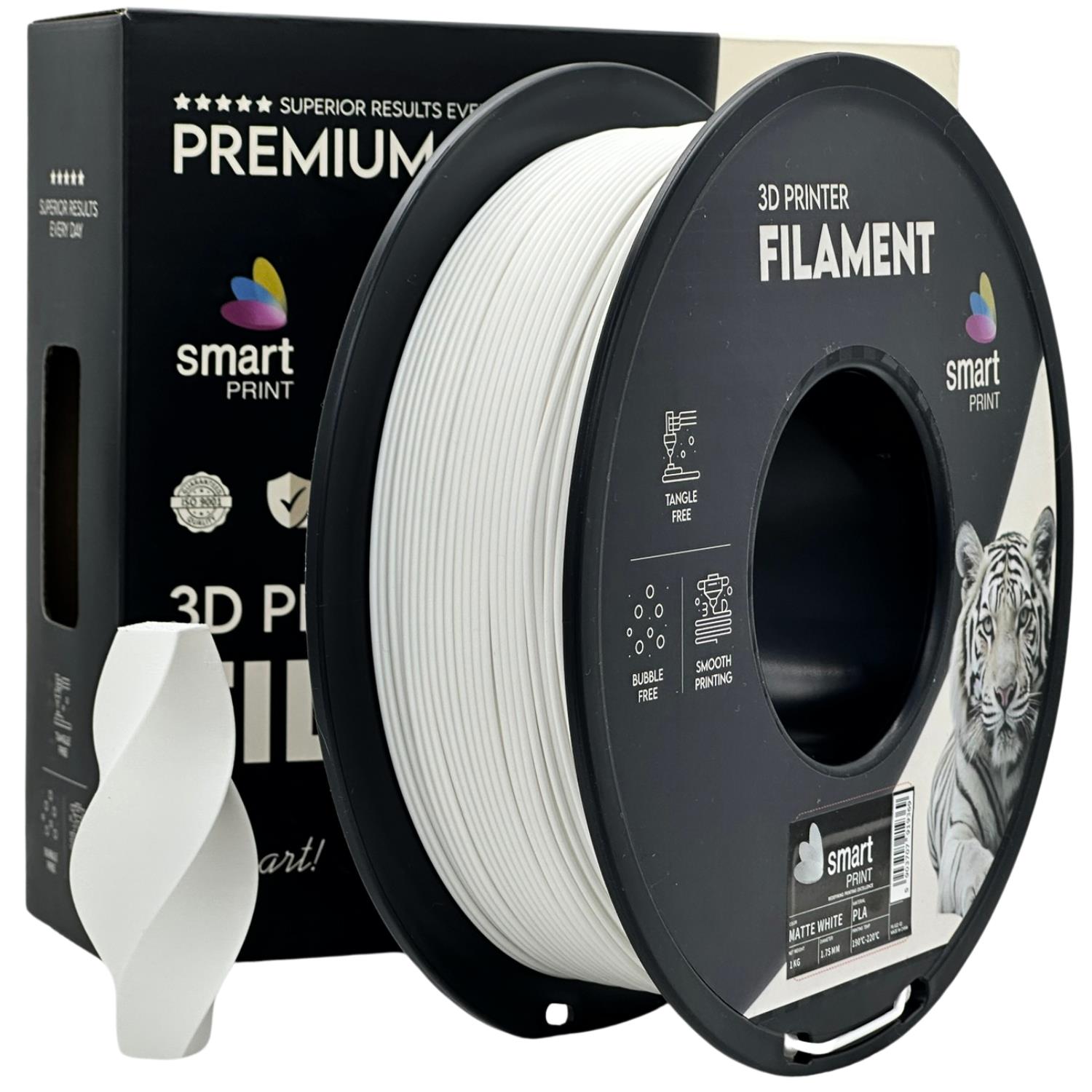 Cívka filamentu PLA matná bílá, Smart Print, 1,75 mm