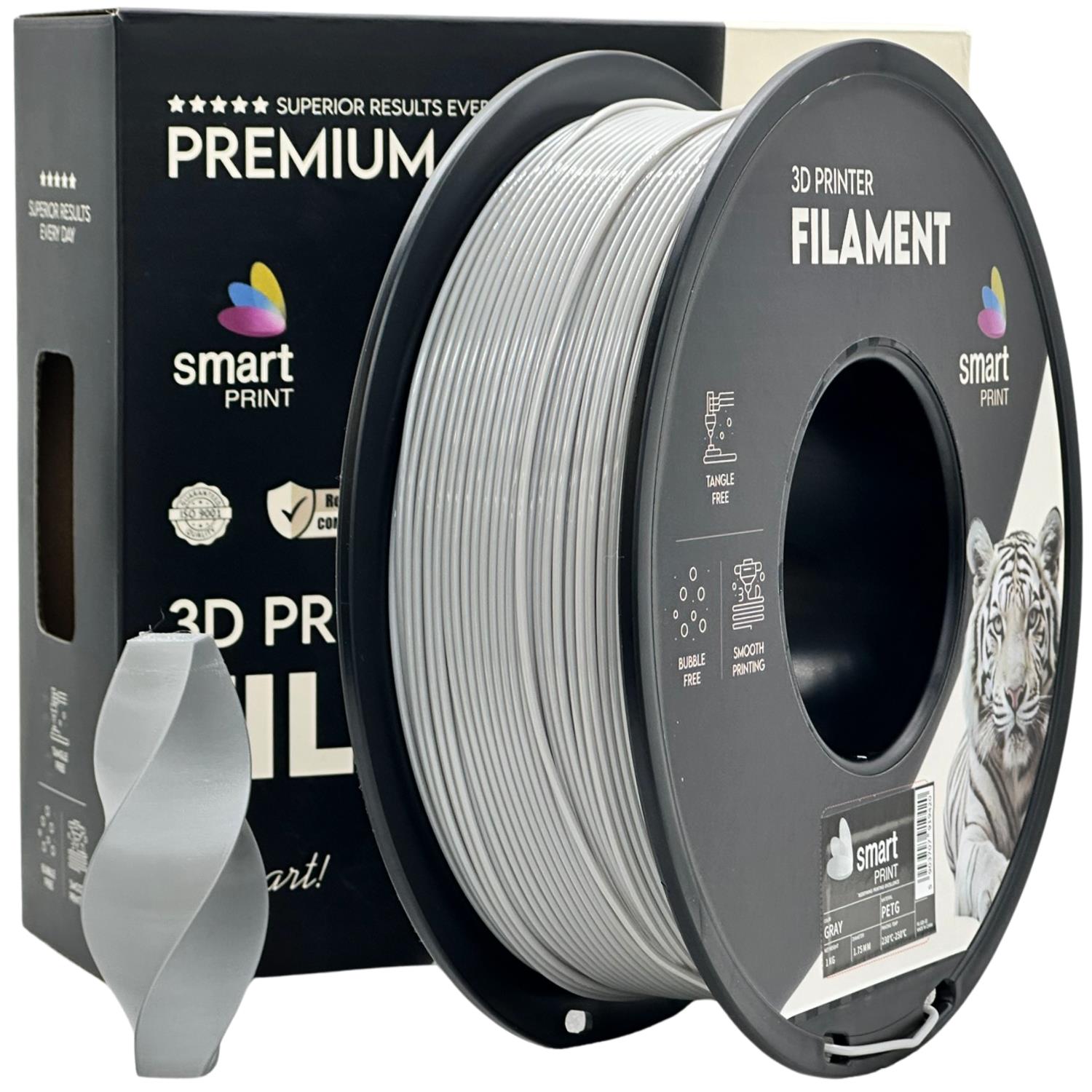 Cívka filamentu PETG šedá, Smart Print, 1,75 mm