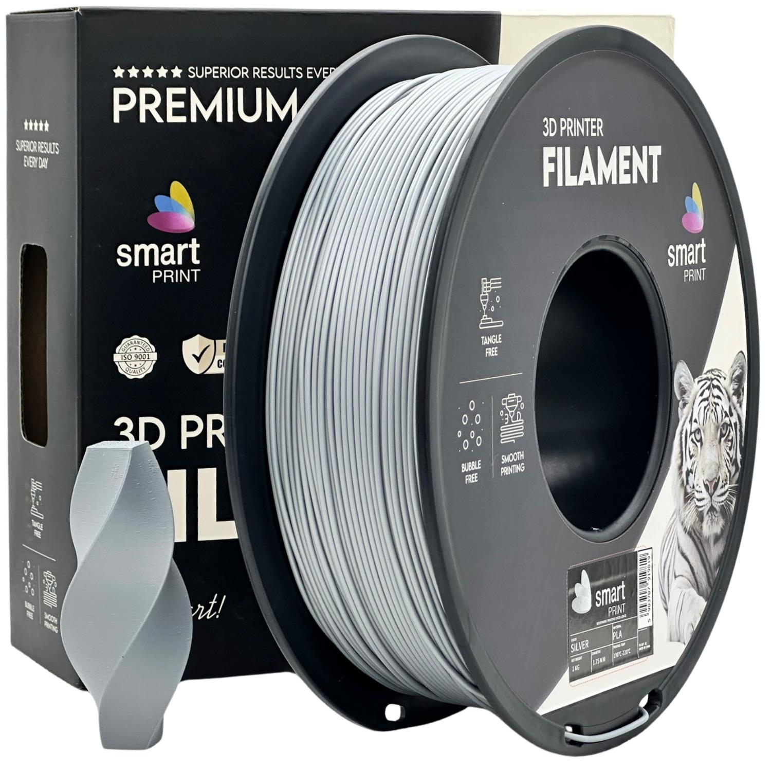 Cívka filamentu PLA stříbrná, Smart Print, 1,75 mm