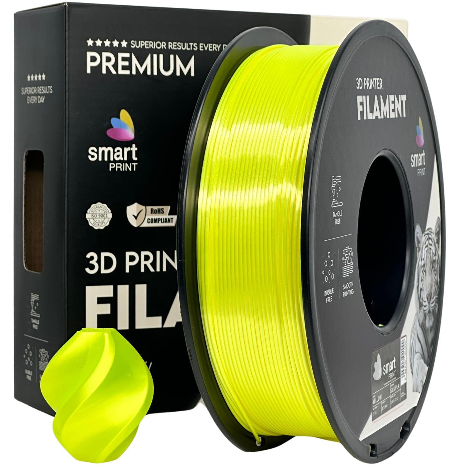 Cívka filamentu Silk PLA žlutá, Smart Print, 1,75 mm