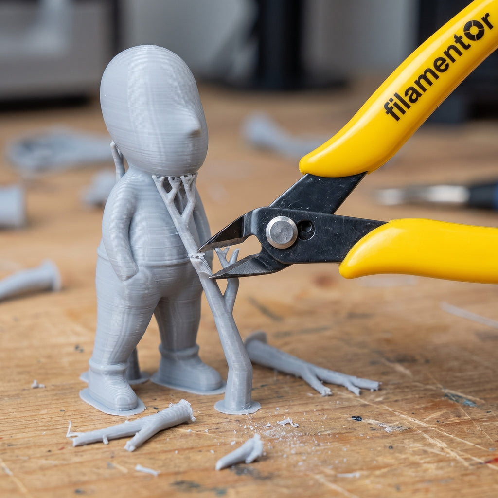 Štípací kleště Filamentor odstraňují podpěry ze šedého 3D výtisku